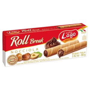 ลาโก้ เวเฟอร์ม้วน สอดไส้ครีมเฮเซลนัท 80 กรัม